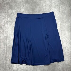 Susan Graver Liquid Knit Navy Blue A-Line Skirt Womens XL Stretch Pull On Flowy